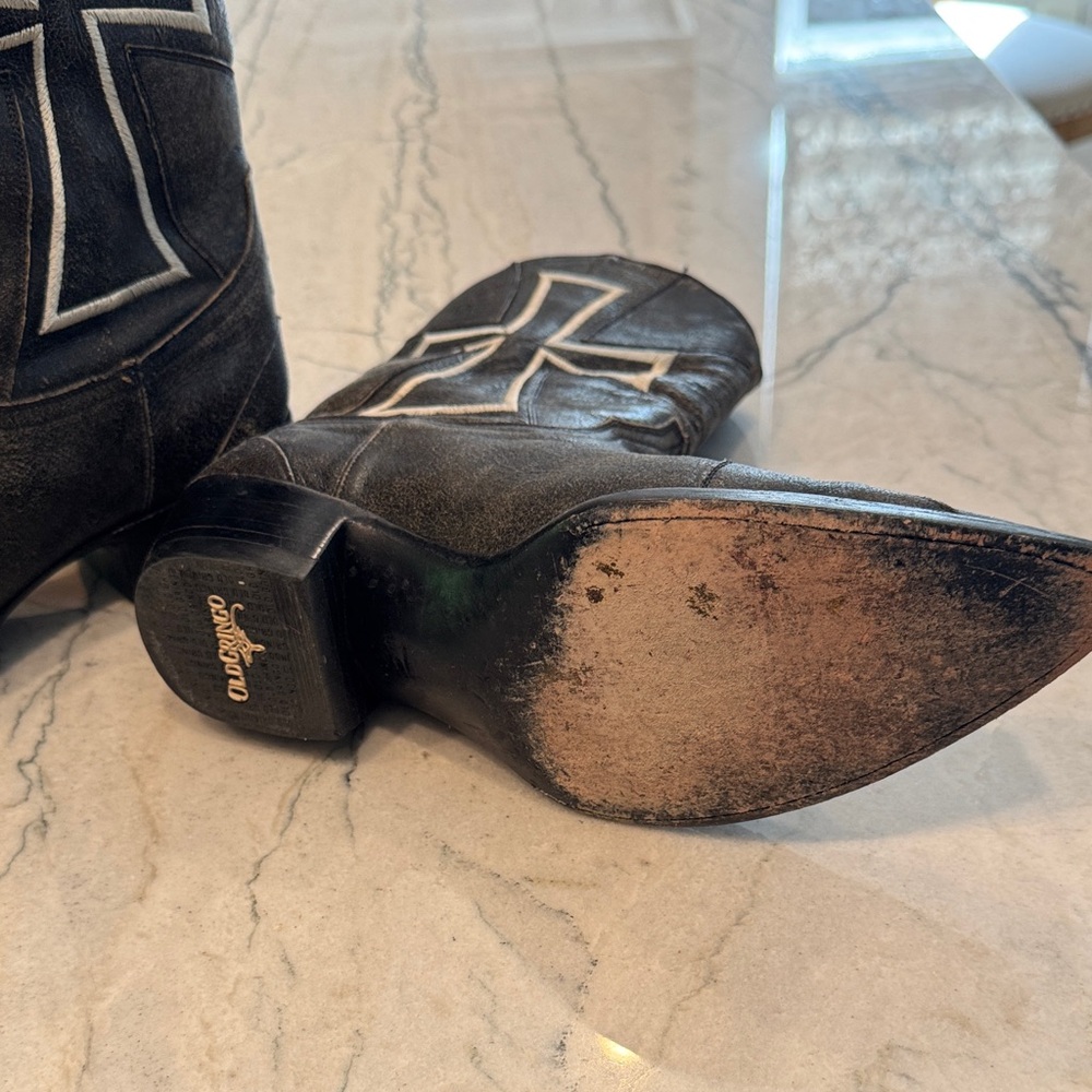 Old Gringo Camelot size 9 black distressed cross design boots - Picture 4 of 7